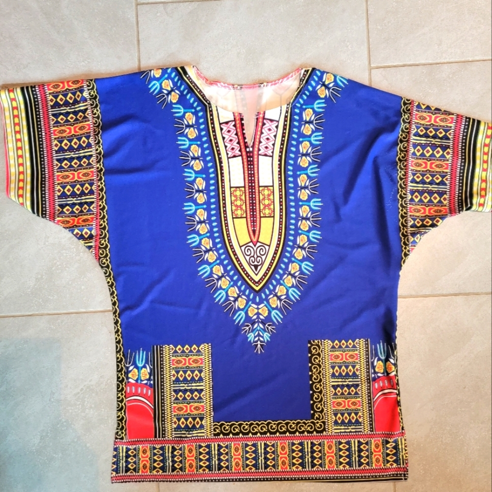 PAPA & MAMA African Ethnic Dashiki SHIRT Sz Large Unisex